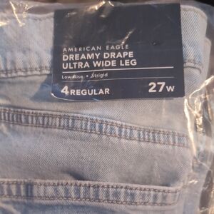 American Eagle Dreamy Drape Wide Leg Jeans New With Tags Light Blue